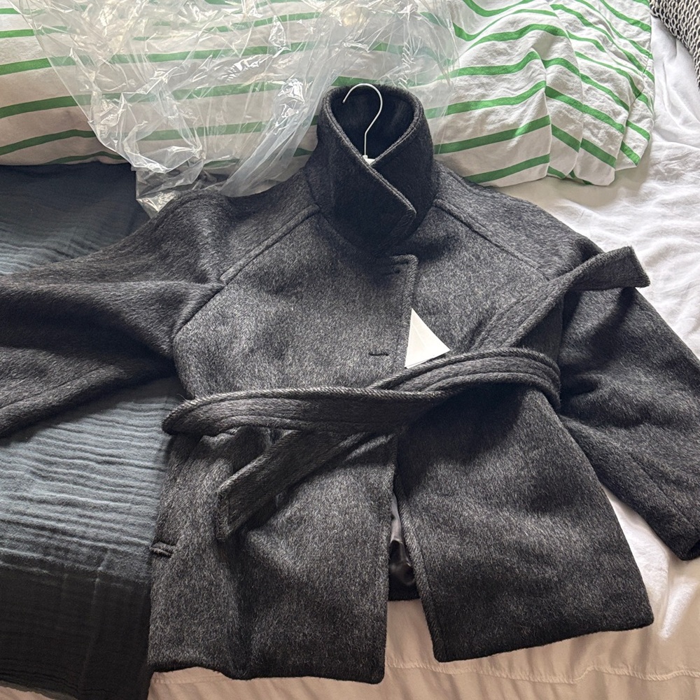 NWT W Concept / RE RHEE Funnel Neck Half Coat in charcoal
